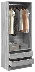 vidaXL Roupeiro 80x50x200 cm derivados de madeira cinzento sonoma