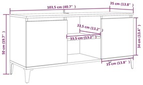 Móvel de TV com pernas em metal 103,5x35x50 cm sonoma cinzento