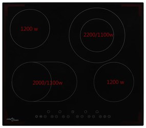 Placa de cerâmica com 4 discos controlo tátil 6600 W