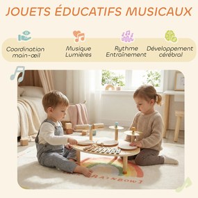 Conjuntos de tambores para bebés, tambor para bebés com xilofone para crianças pequenas, instrumentos musicais de madeira, naturais