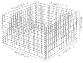 Canteiro elevado/cesto gabião 90x90x50 cm aço galvanizado