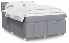 Cama com molas/colchão 140x200 cm tecido cinzento-claro