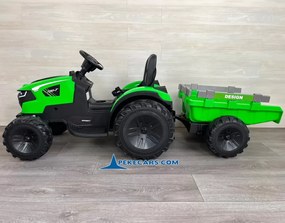 Trator Electrico para crianças Peketrac 8100 24V com Bateria removível e comando de controle remoto e Reboque 2.4G Verde