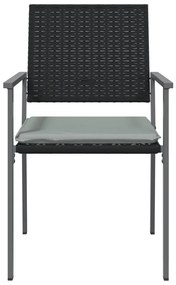Cadeiras jardim c/ almofadões 2 pcs 54x62,5x89 cm vime PE preto