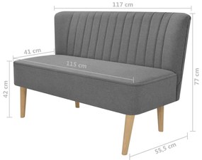 Sofá tecido cinzento claro 117x55,5x77