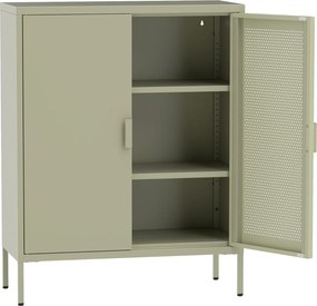 Aparador de Duas Portas, 80 x 35 x 102 cm, Prateleiras Ajustáveis, Verde