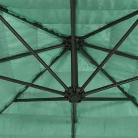 Guarda-sol de jardim com poste de aço 288x288x225 cm verde