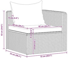 Sofás de canto para jardim 2 pcs vime PE cinzento
