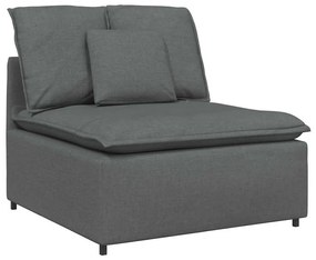 Sofá modular com pufes e almofadas cinzento-escuro