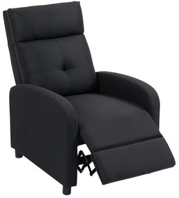 HOMCOM Poltrona Relax Reclinável até 155° Poltrona Reclinável Manual Estofado em Tecido Carga Máxima 150 kg para Pessoas com Altura Inferior 195 cm 67x87x98 cm Preto