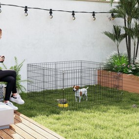 Parque para cães com 8 painéis dobráveis 61 cm (L) x 61 cm (A) e porta para cachorros, em aço preto