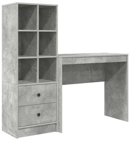 Mesa com Armazenamento Cinza Concreto Madeira Derivada