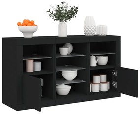 vidaXL Aparador com luzes LED 123x37x67 cm preto