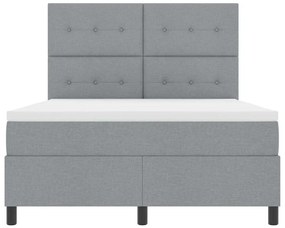 Cama Box com Colchão e Luz LED Cinza Claro 160 x 200 cm em Tecido