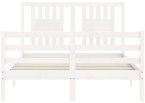 Estrutura de cama com cabeceira 120x200cm madeira maciça branco