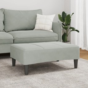 Apoio de pés 77x55x31 cm veludo cinzento-claro