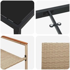 Conjunto de Jantar de Jardim de 7 Peças Bege em Rattan Sintético