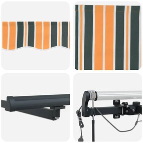 Toldo Retrátil Automático com LED Verde e Amarelo 600x300 cm