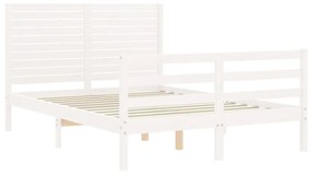 Estrutura de cama com cabeceira 120x200cm madeira maciça branco