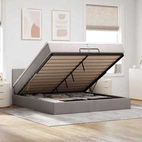 vidaXL Estrutura de cama otomana com colchão cinza 200x200 cm tecido
