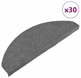 Tapetes de escada adesivos 30 pcs 65x22,5x3,5 cm cinzento