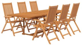 7 pcs conjunto de jantar para jardim madeira de acácia maciça