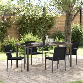 Conjunto de Jantar de Jardim de 5 Peças com Almofadas de Rattan Sintético Preto