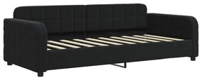 Sofá-cama com gavetão e gavetas 90x190 cm veludo preto