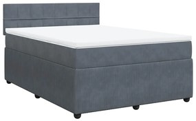 Cama com molas/colchão 160x200 cm veludo cinzento-escuro