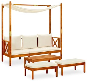 vidaXL Banco de jardim com mesa e apoios de pés acácia maciça