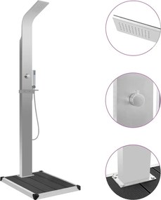 vidaXL Chuveiro para exterior com base WPC aço inoxidável