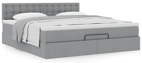 Estrutura de cama otomana com colchão 180x200 cm cinzento claro