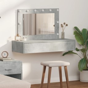 vidaXL Mesa de Maquilhagem Suspensa com Luzes LED em Cinza Betão