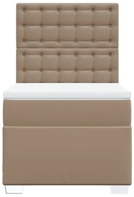 Cama com molas/colchão 100x200 cm couro artificial cappuccino
