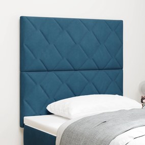 Cabeceira Design Blocos em Diamante Azul Escuro 90 cm Veludo