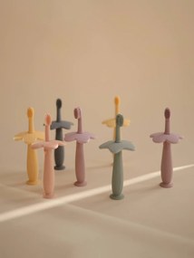 Escova de dentes de aprendizagem Montessori, da MUSHIE, em silicone azul