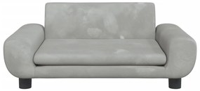 Sofá infantil 70x45x33 cm veludo cinzento-claro