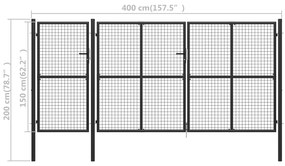 Portão de jardim 400x150 cm aço antracite