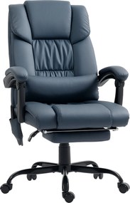 Vinsetto Cadeira de Escritório com 6 Pontos de Massagem por Vibração 5 Modos Apoio de Pés Altura Ajustável 66x75x112-122 cm Azul | Aosom Portugal
