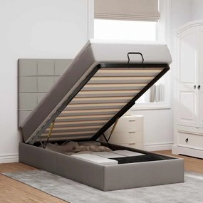 vidaXL Estrutura de cama otomana com colchão tecido cinzento 100x200cm