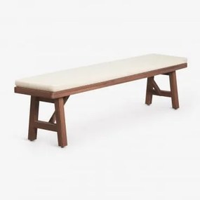 Banco De Jardim 190 Cm Em Madeira De Acácia Dubai Castanho-acácia Escuro & Tecido Gardénia Branco - Sklum