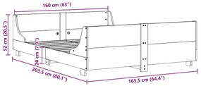 Estrutura de cama com cabeceira 160x200 cm pinho maciço