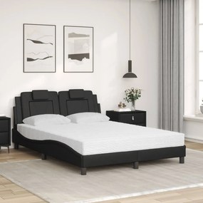 Cama com colchão 140x200 cm couro artificial preto