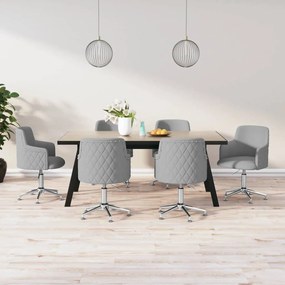 vidaXL Cadeiras de jantar giratórias 6 pcs tecido cinzento-claro