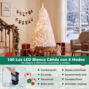Árvore de Natal, 90 x 90 x 150 cm, Efeito Nevado com Luzes LED, Branco