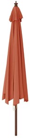 Guarda-sol de jardim com poste de madeira 400x273 cm terracota