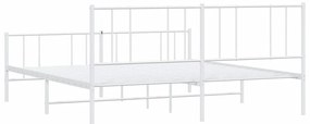 Estrutura de cama com cabeceira e pés 193x203 cm metal branco