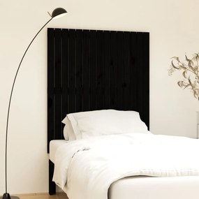 vidaXL Cabeceira de parede 95,5x3x110 cm madeira de pinho maciça preto
