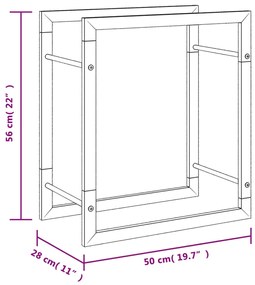 Suporte para lenha 50x28x56 cm aço inoxidável