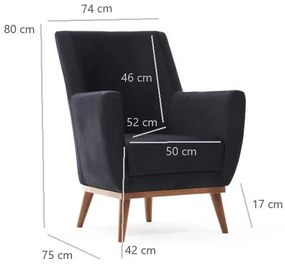 Cadeira Wing Gonca – Antracite – 74x80x75 cm